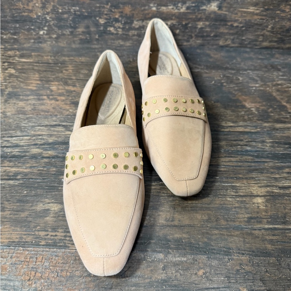Rockport Tan Loafers with Gold Accents